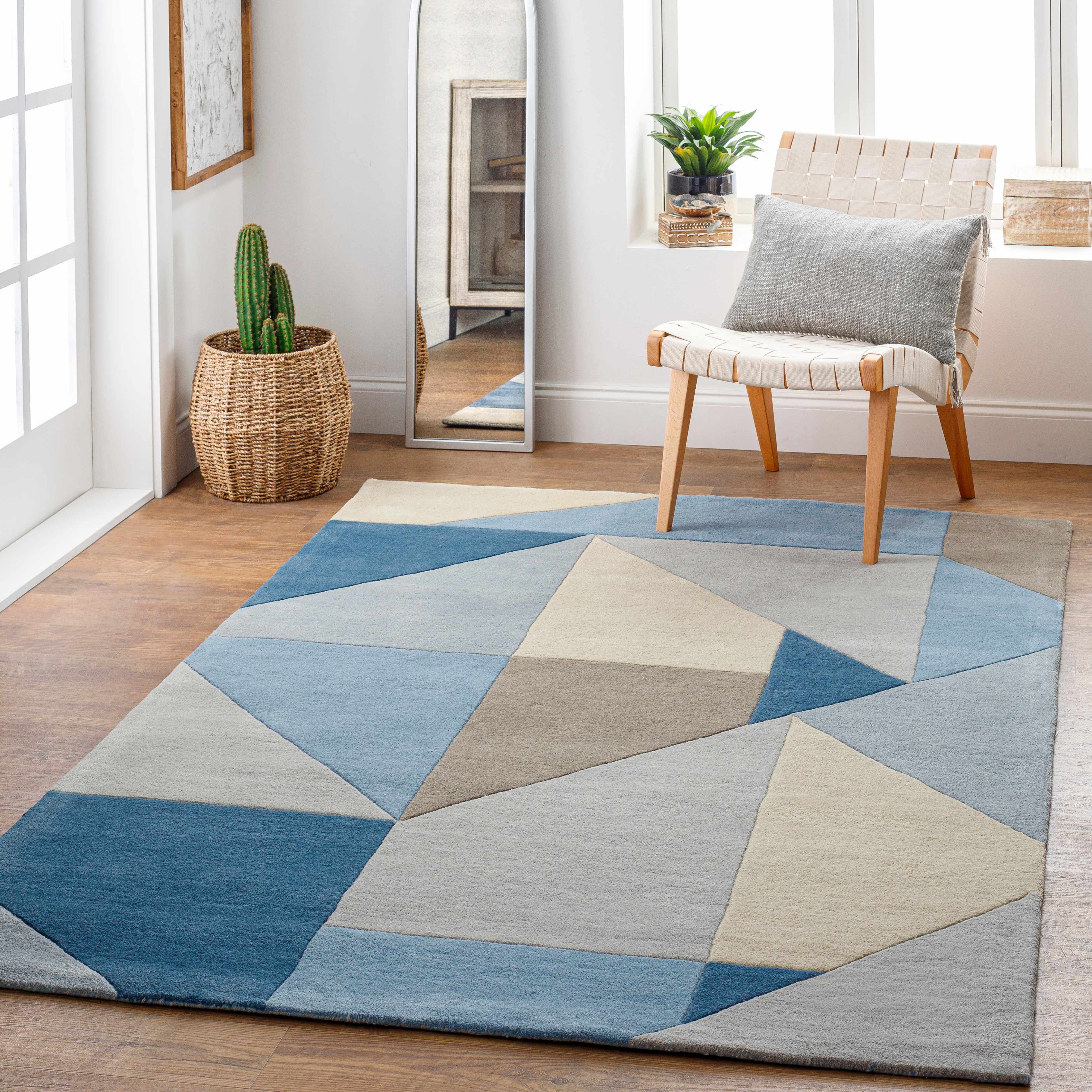 Tulunan 8'10in x 12' Modern Geometric Contemporary Wool Wool Area Rug - Hauteloom