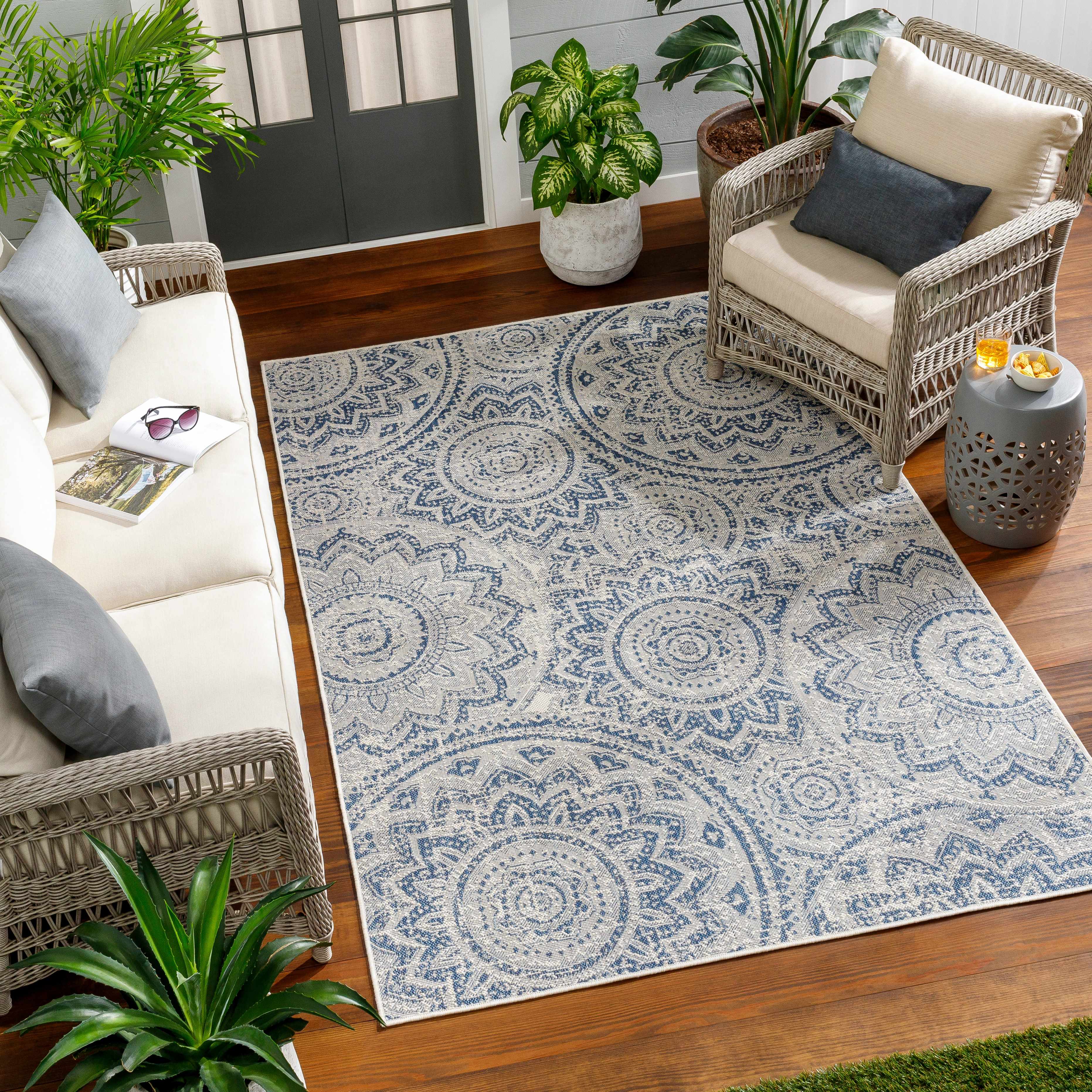 Ayala 6'7in x 9' Outdoor Area Rug - Hauteloom