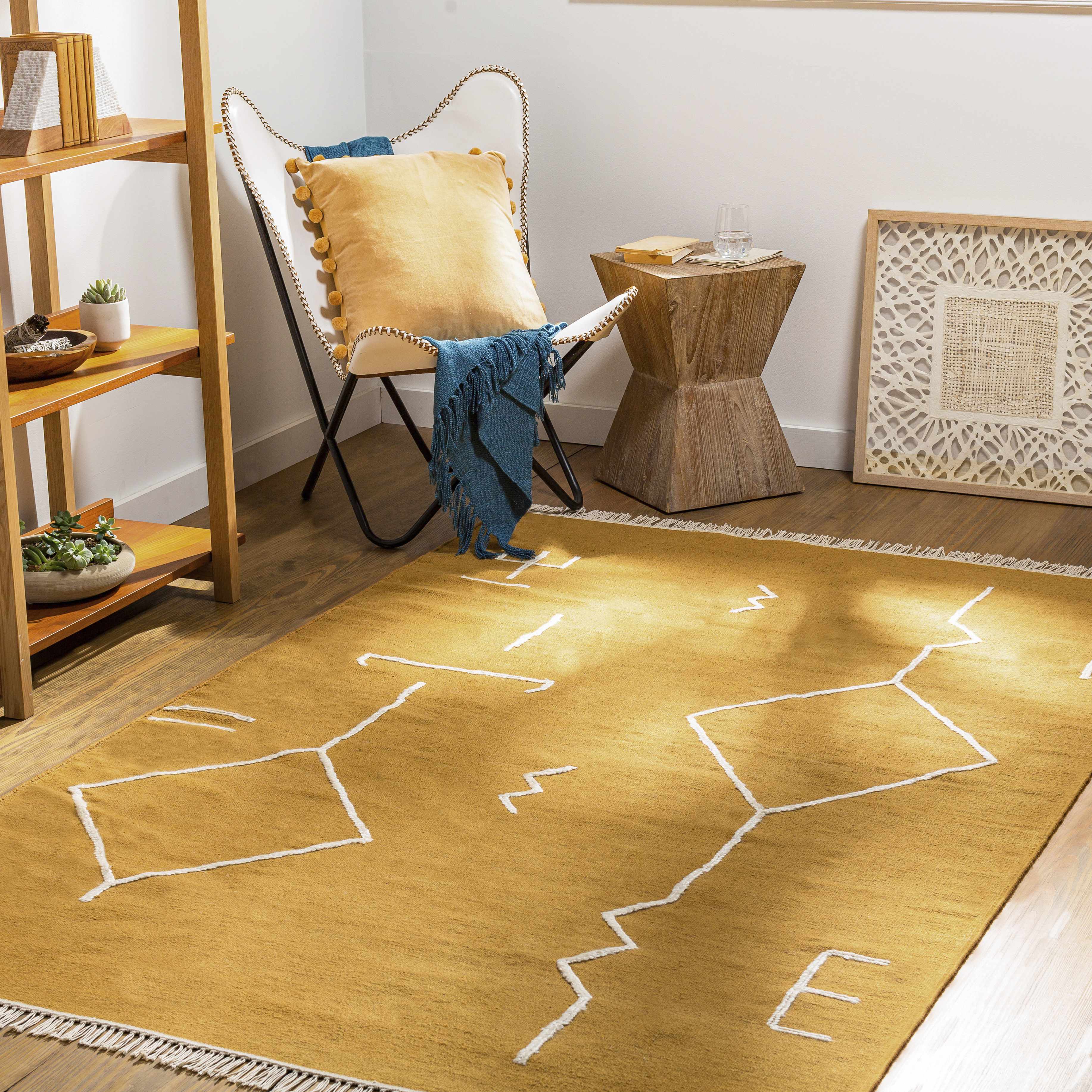 BUSHRA 8' x 10' Moroccan Farmhouse Trellis Wool Area Rug - Hauteloom