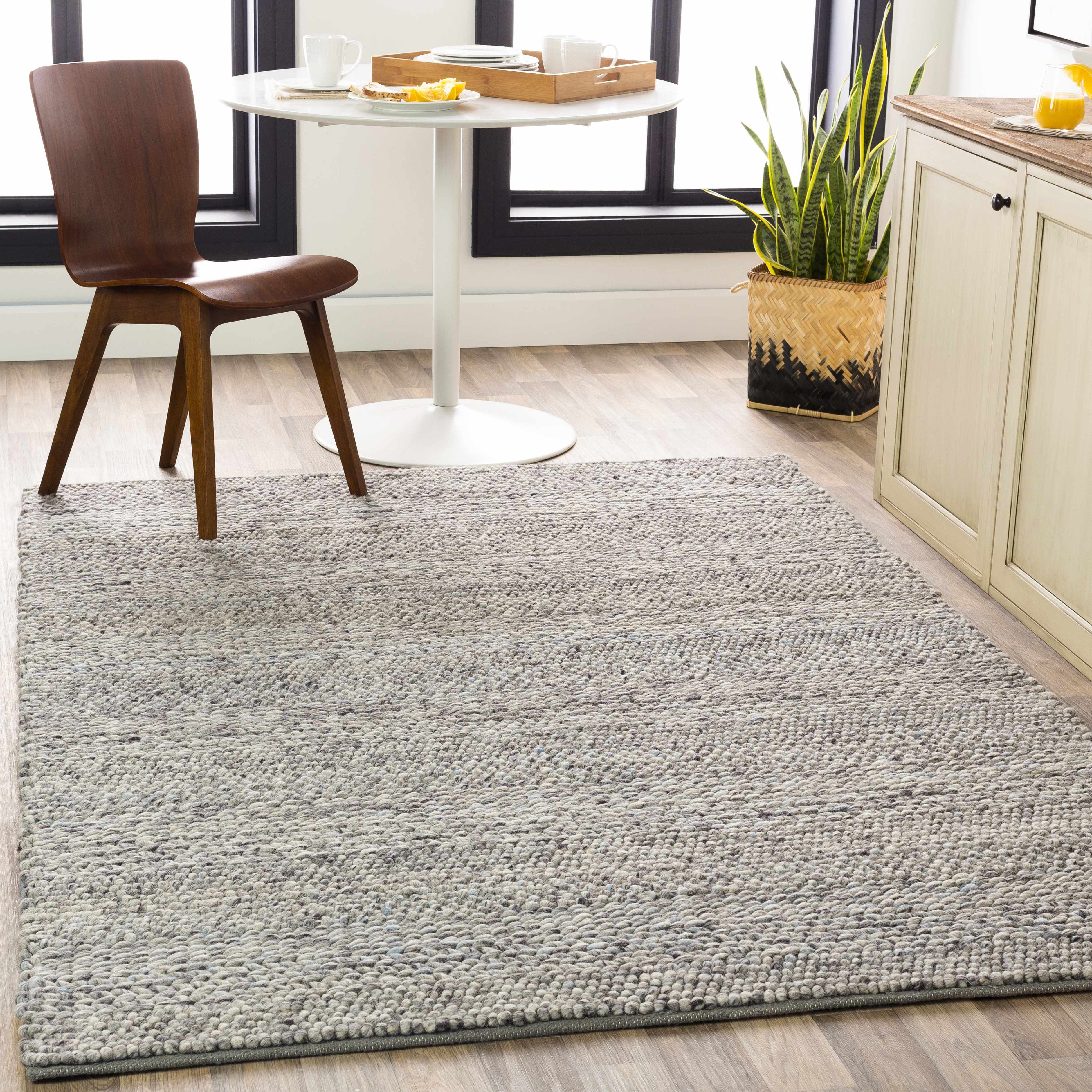 Staveley 3' x 5' Texture Handmade Solid Stripes Wool Area Rug - Hauteloom
