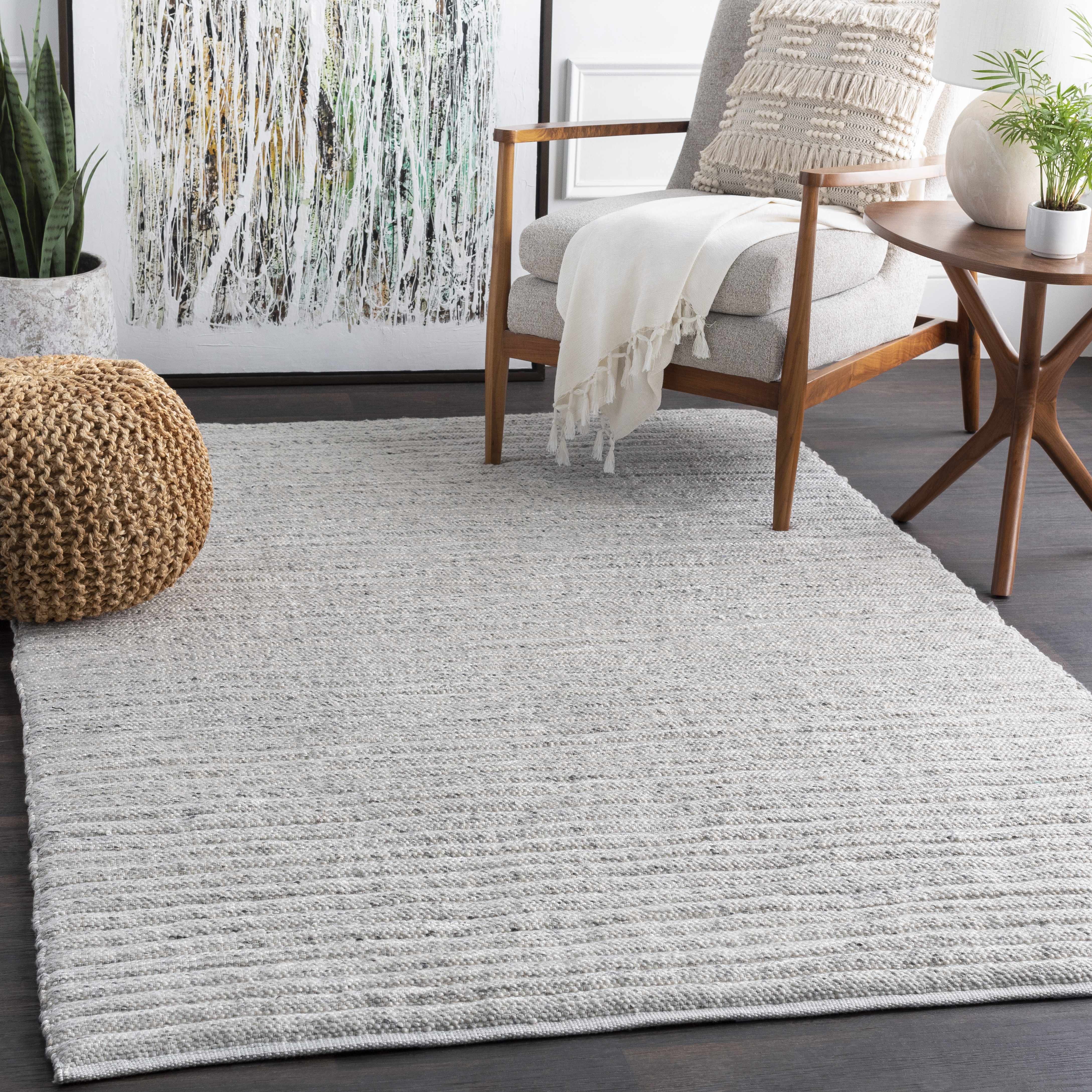 Girard 8' x 10' Texture Handmade Solid Stripes Area Rug - Hauteloom