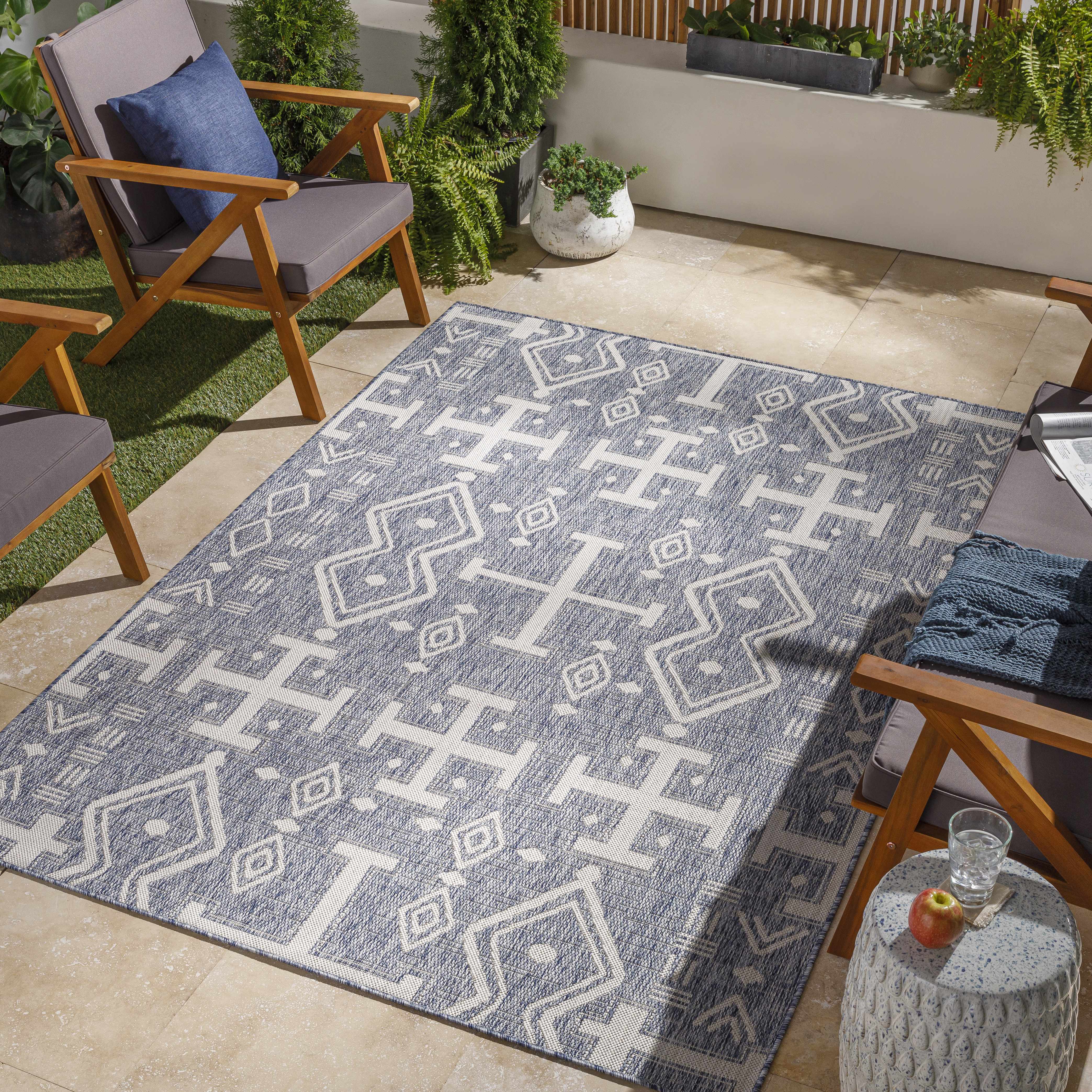 Bagenalstown 6'7in x 9' Outdoor Farmhouse Moroccan Outdoor Area Rug - Hauteloom