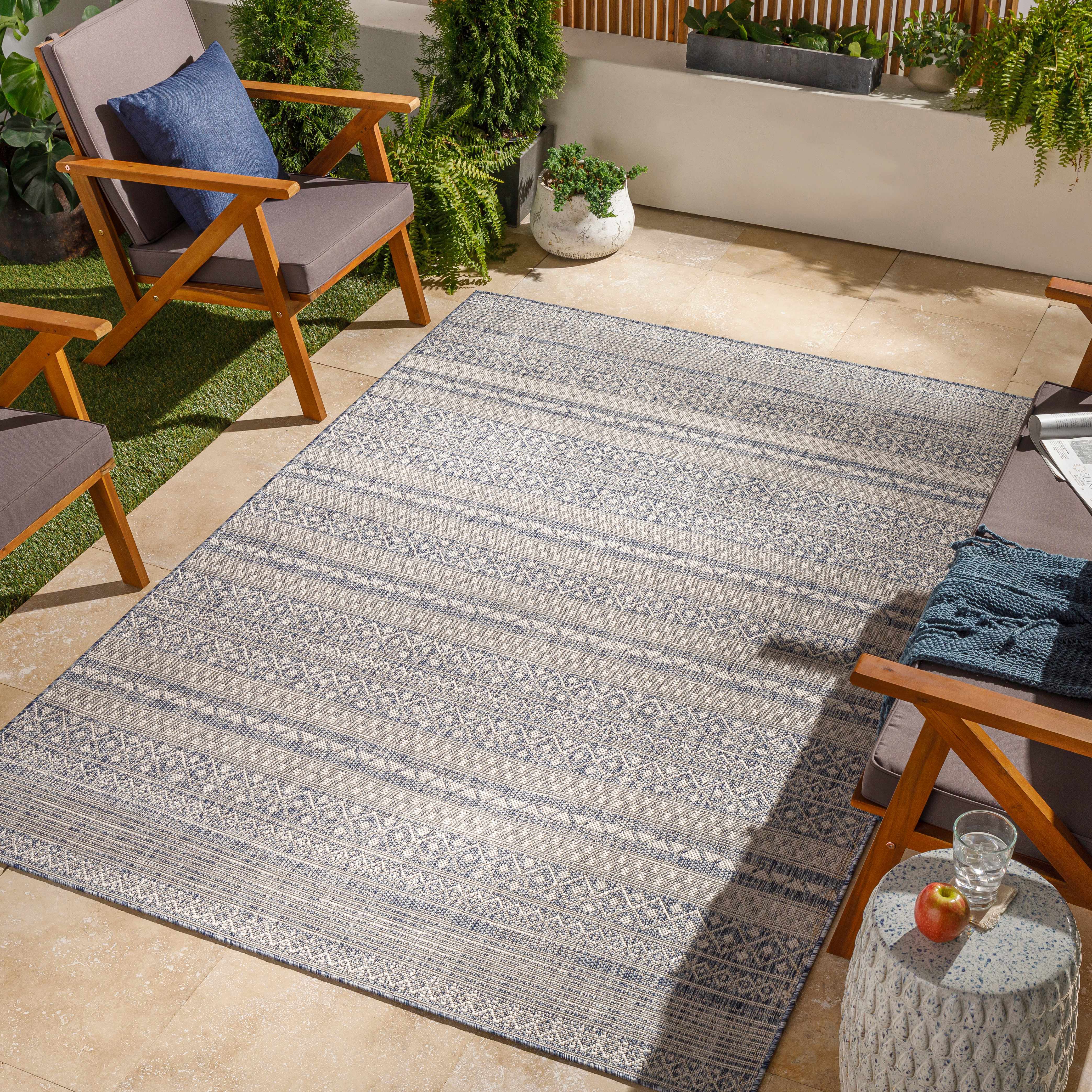 Cervantes 6'7in x 9' Outdoor Farmhouse Moroccan Outdoor Area Rug - Hauteloom