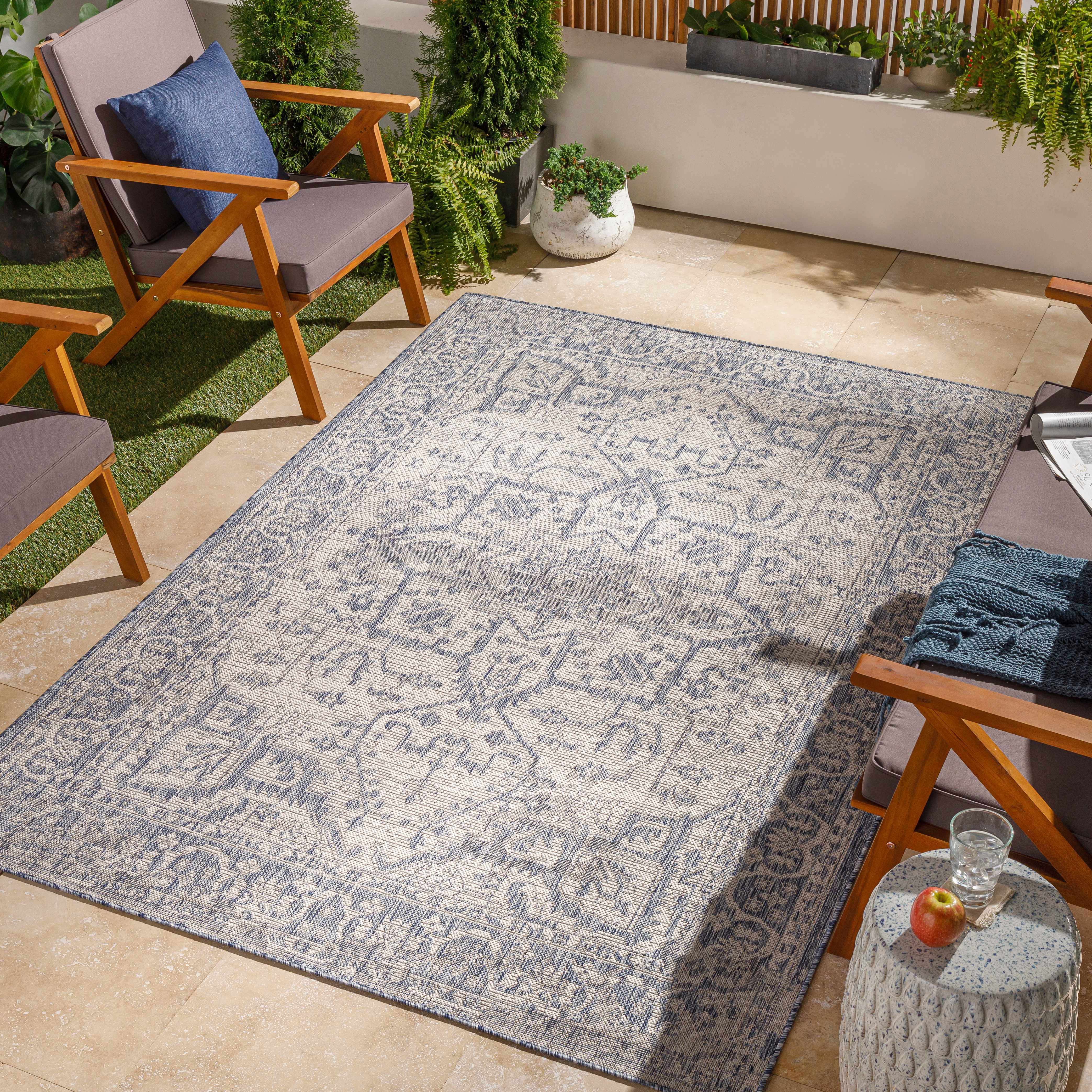 Matabao 6'7in x 9' Outdoor Farmhouse Moroccan Outdoor Area Rug - Hauteloom