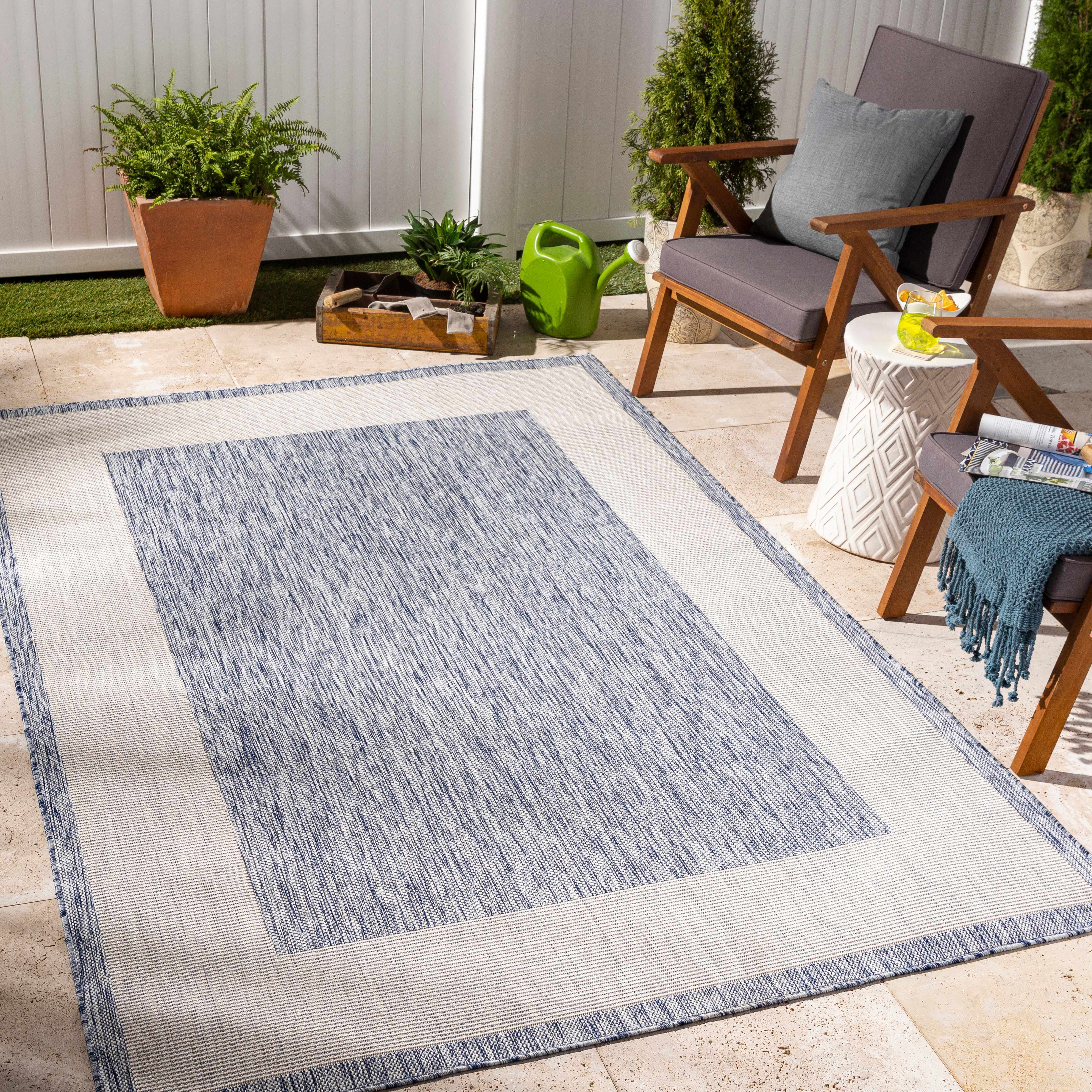 Kara 7'10in x 10' Cottage Outdoor Solid Outdoor Area Rug - Hauteloom