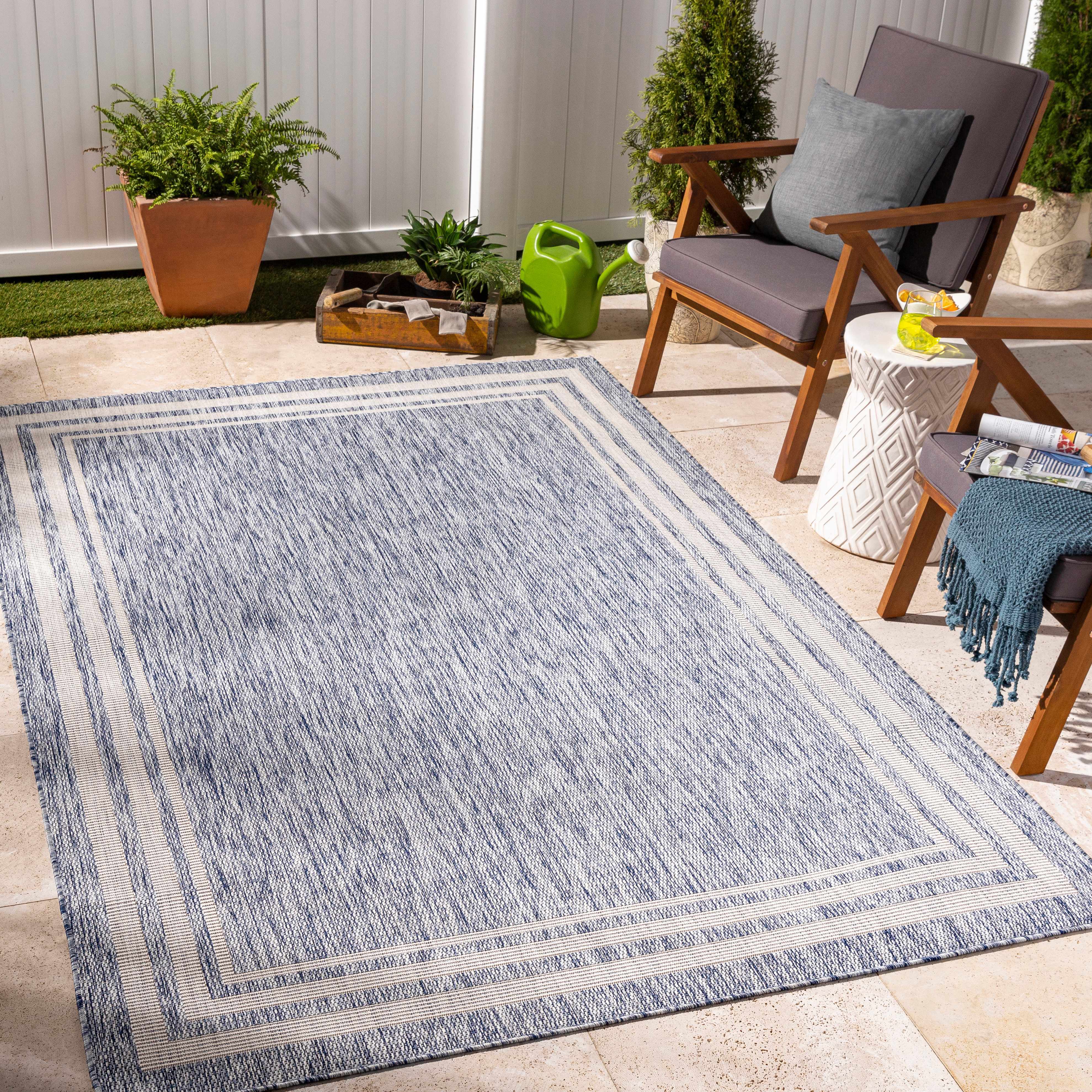 Teja 5'3in x 7' Cottage Outdoor Solid Outdoor Area Rug - Hauteloom