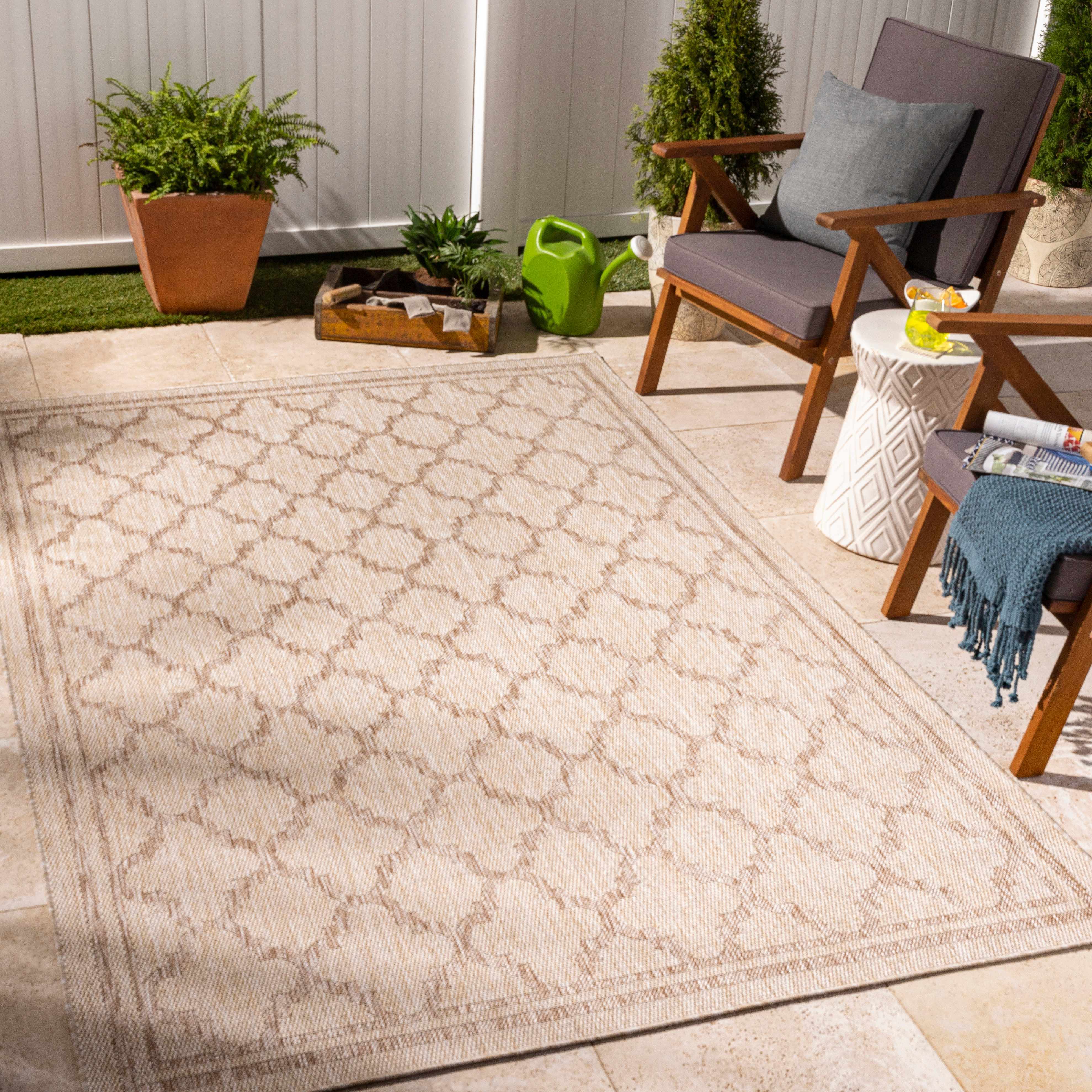 Enye 5'3in x 7' Traditional Outdoor Trellis Outdoor Area Rug - Hauteloom