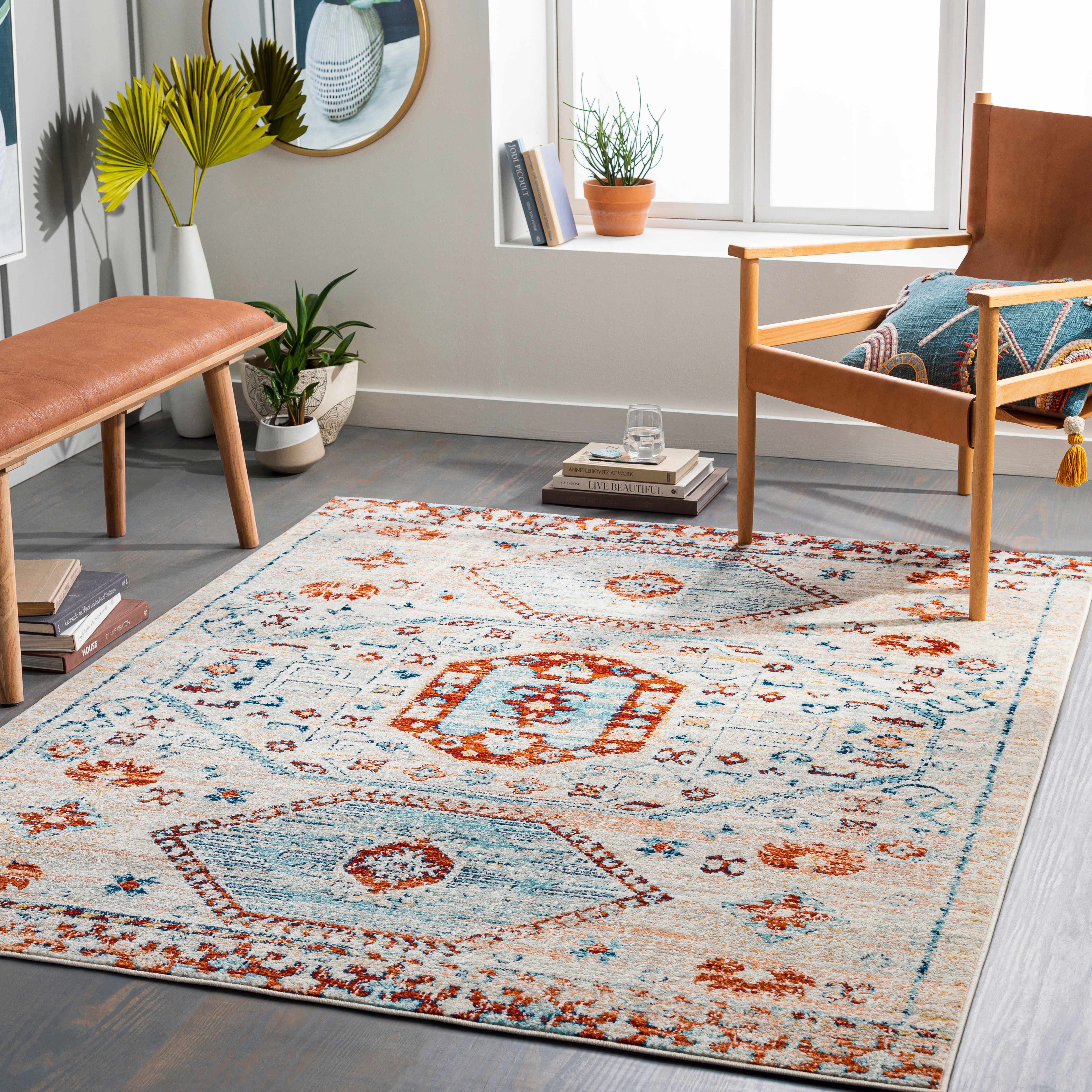 Aghada 6'7in x 9' Updated Traditional Farmhouse Area Rug - Hauteloom