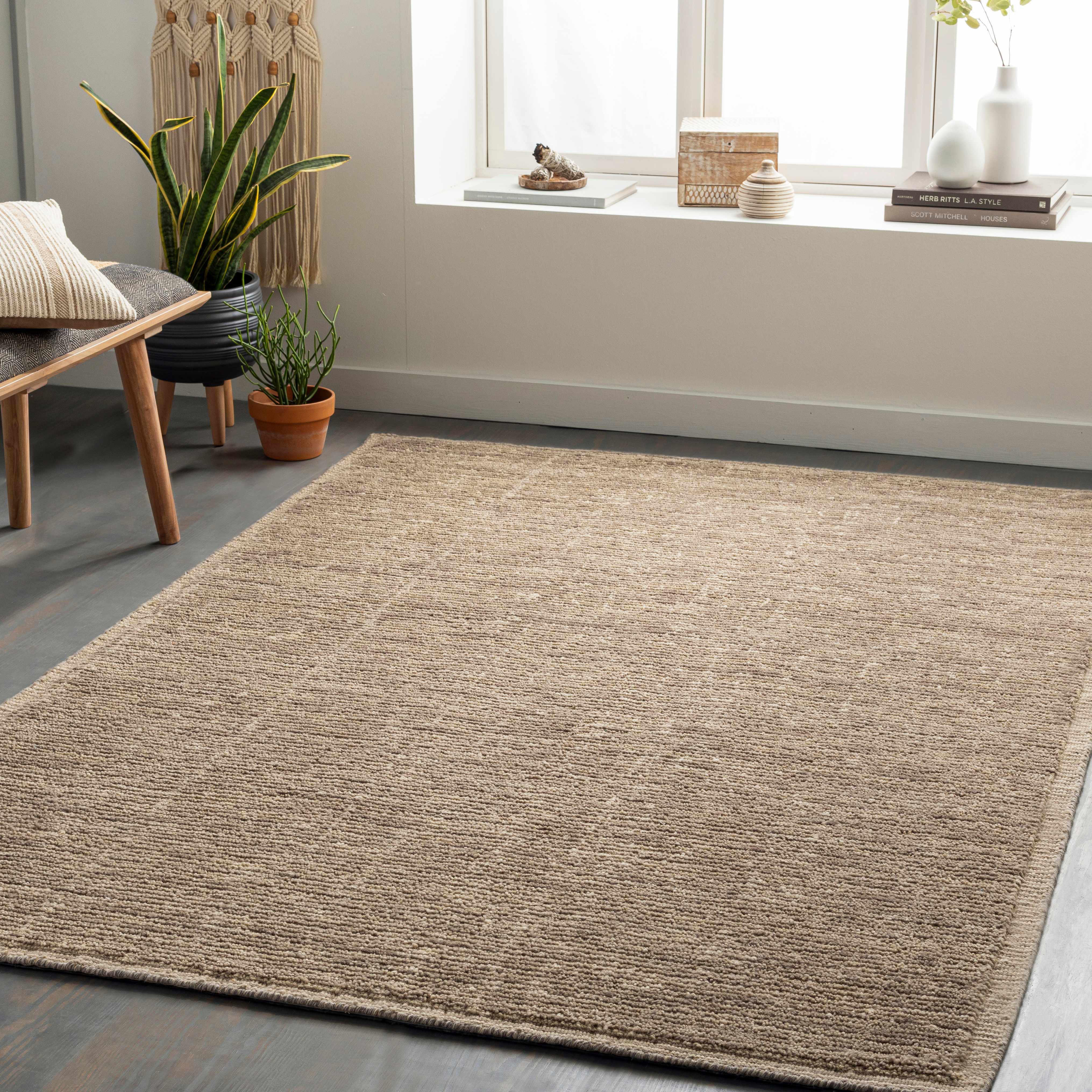 Real 12' x 15' Modern Handmade Wool Solid Wool Area Rug - Hauteloom