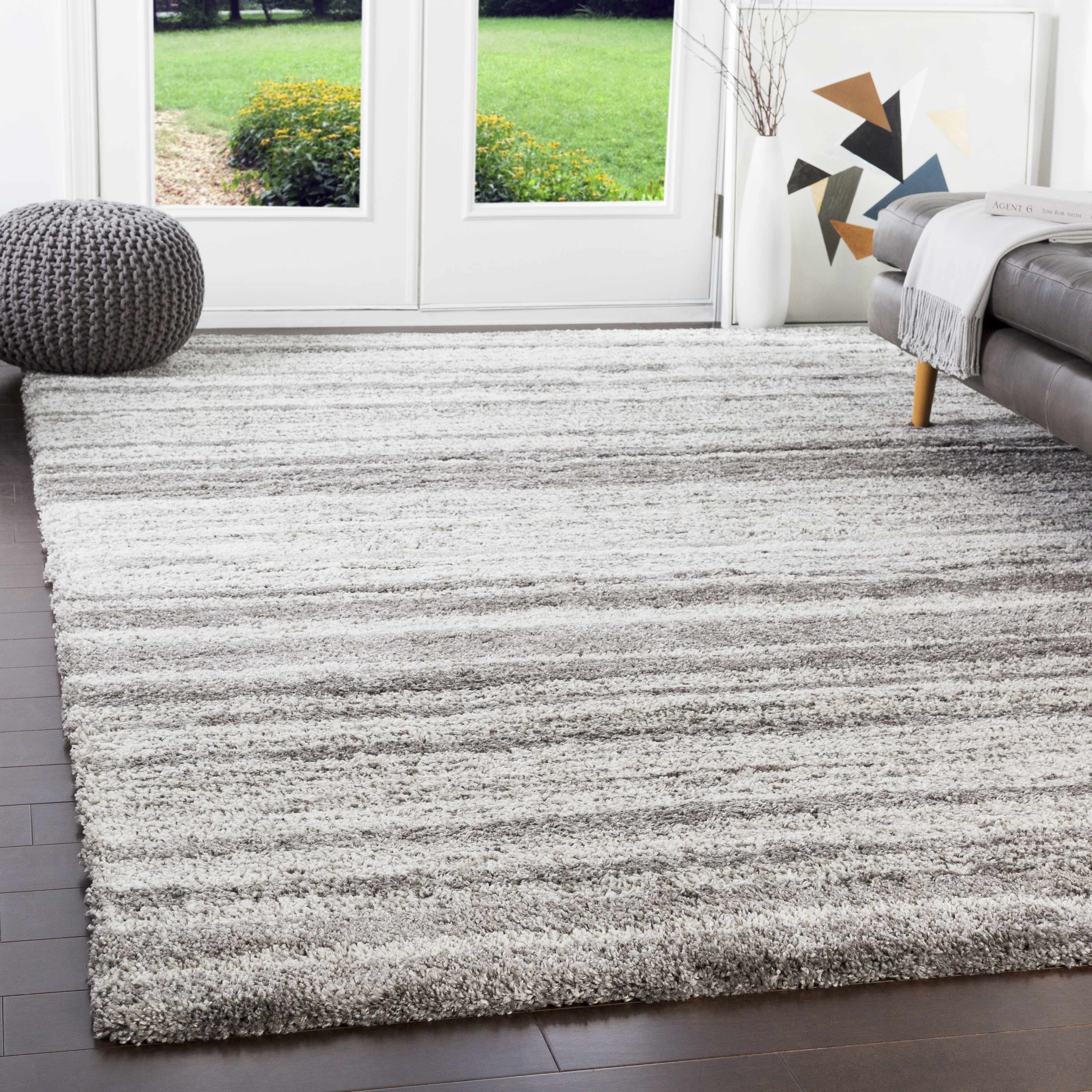 Whiteville 7'10in x 10'10in Modern Handmade Solid Stripes Area Rug - Hauteloom
