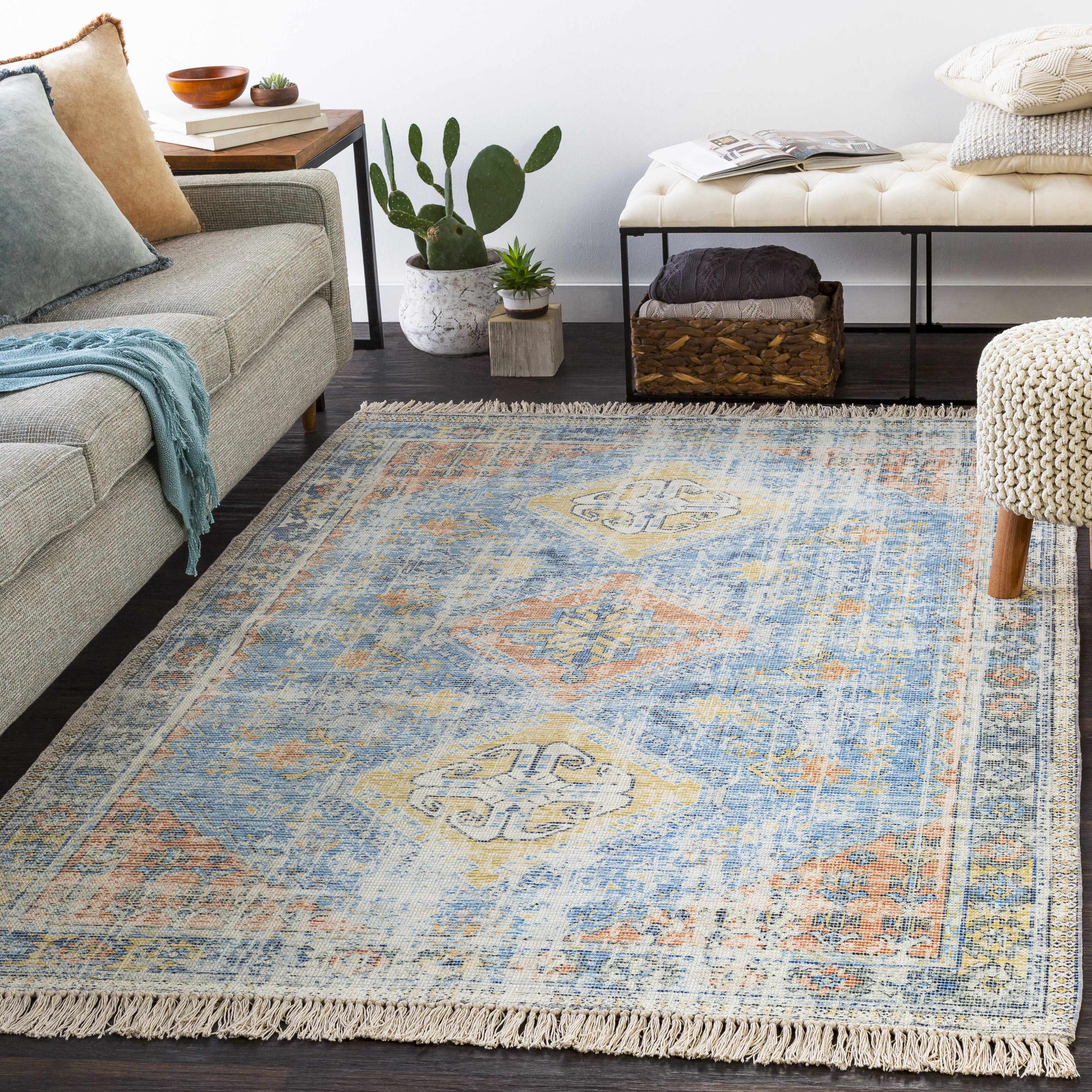 Girton 8'10in x 12' Traditional Cotton Area Rug - Hauteloom